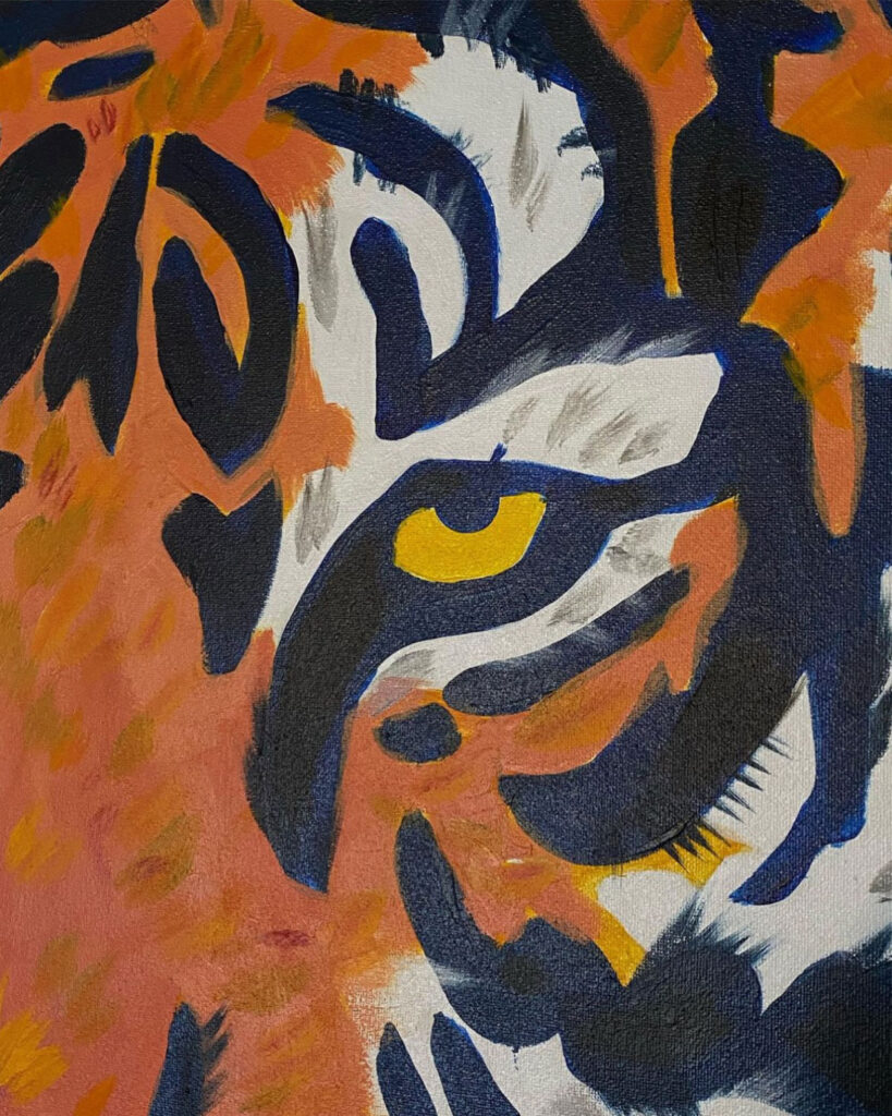 Closeup of Tiger Mascot Painting